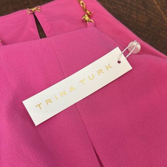 NWT Trina Turk Lucky Chain Halter Cocktail Dress Pink Fushion - Picture 4 of 11